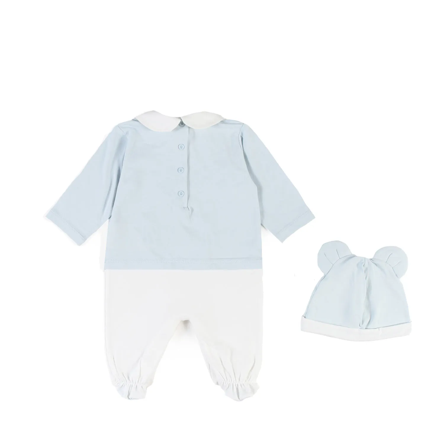 Fendi Fendi Light Blue And Cream Romper Set For Newborn