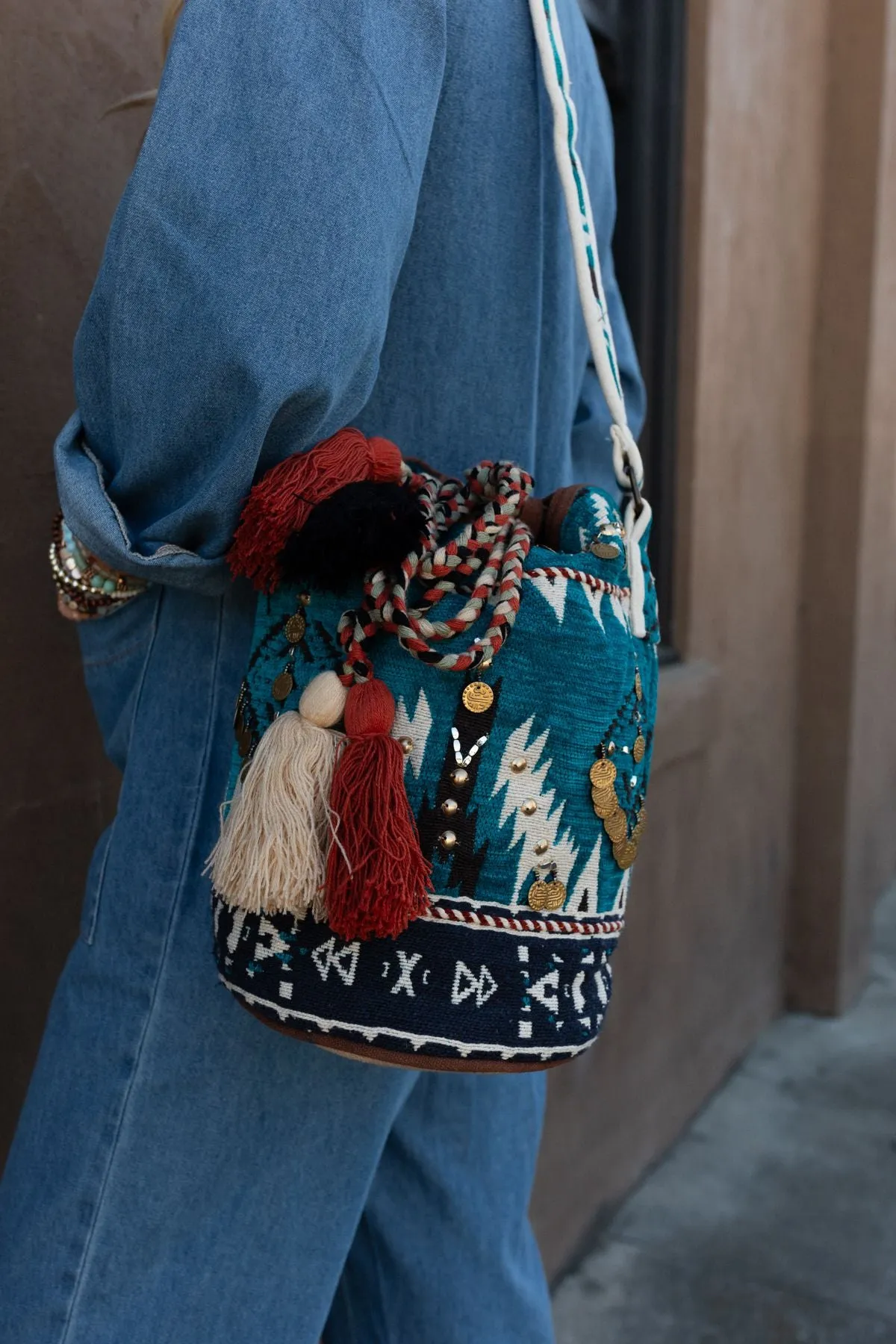 Fireside Flair Handwoven Boho Bag - Multi