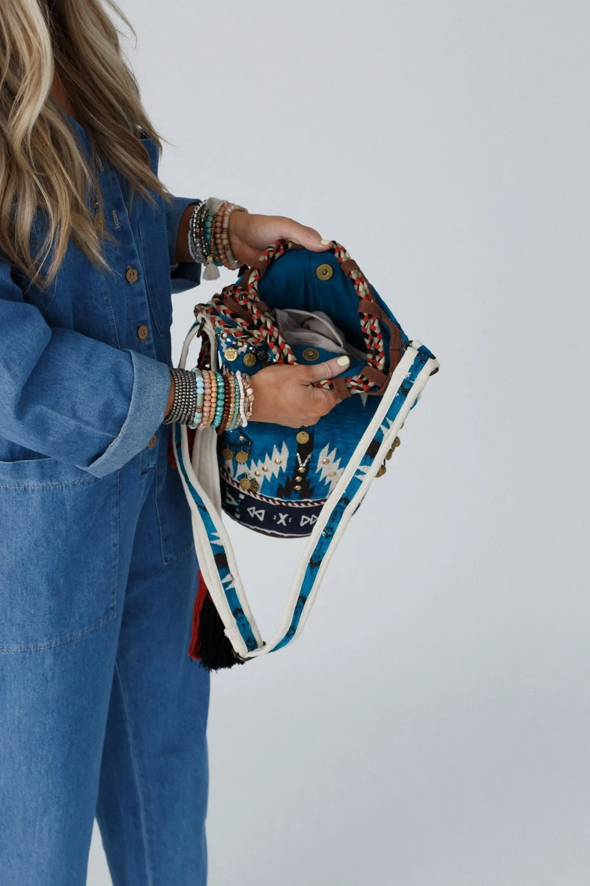 Fireside Flair Handwoven Boho Bag - Multi