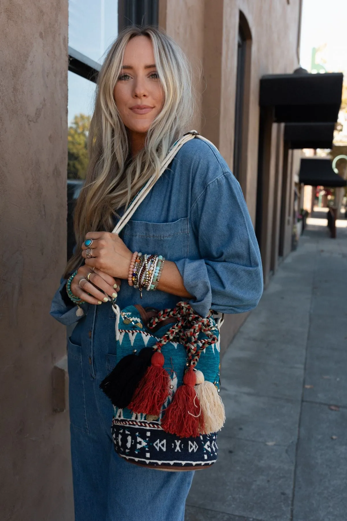 Fireside Flair Handwoven Boho Bag - Multi