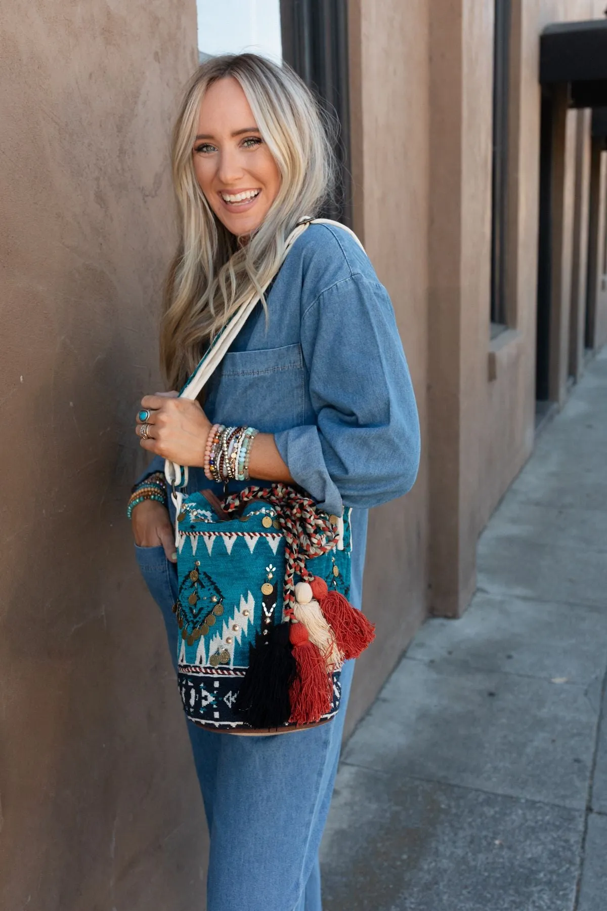 Fireside Flair Handwoven Boho Bag - Multi