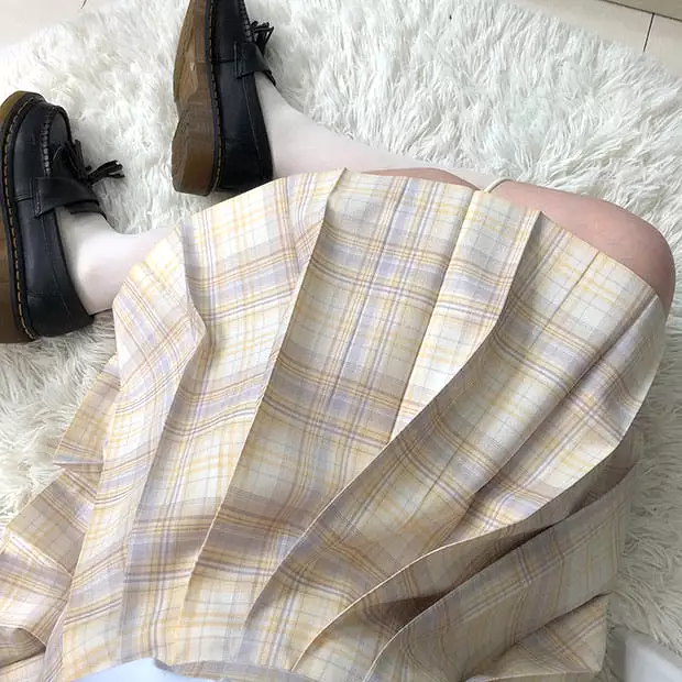 floating moon skirt plaid pleated jk skirt