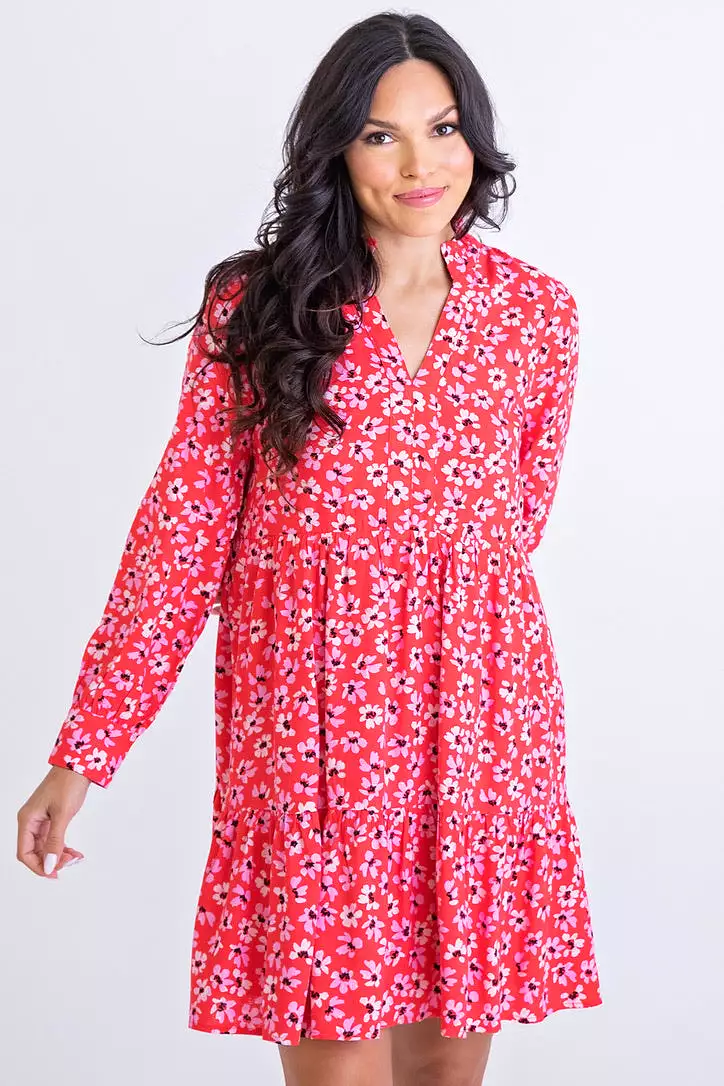 Floral Vneck Tier Dress