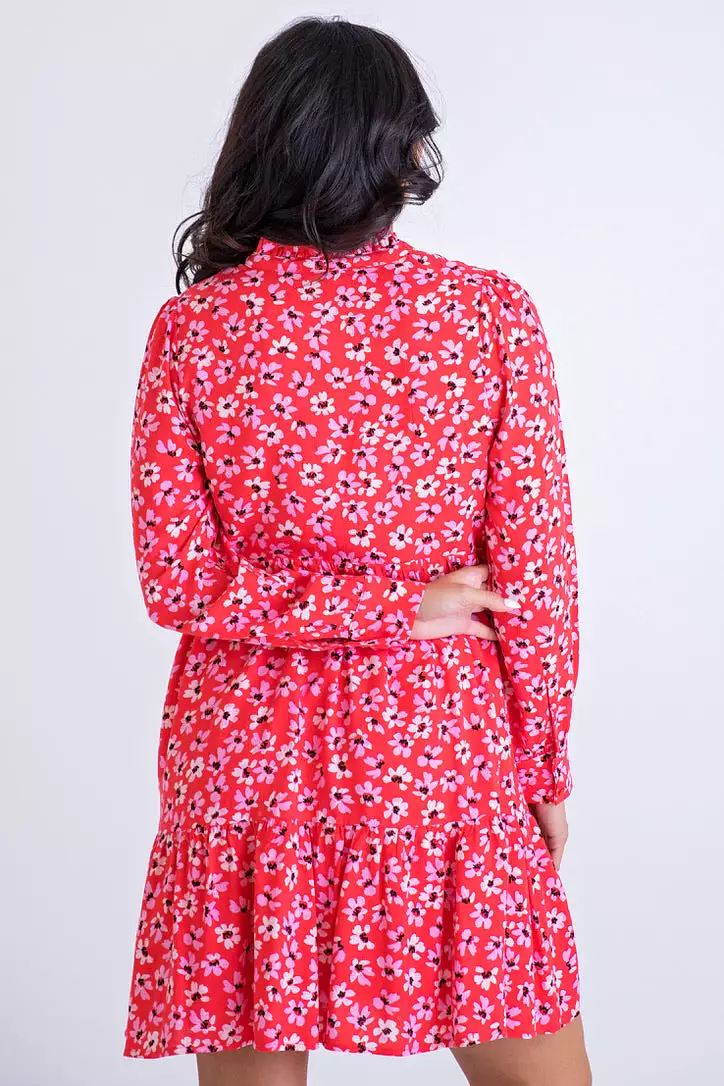 Floral Vneck Tier Dress