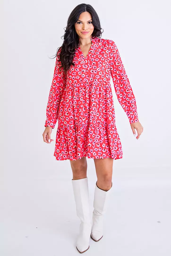 Floral Vneck Tier Dress