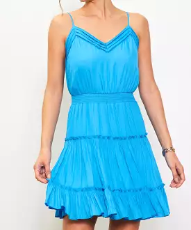 Front Neck Detail Cami Dress - Malibu Blue