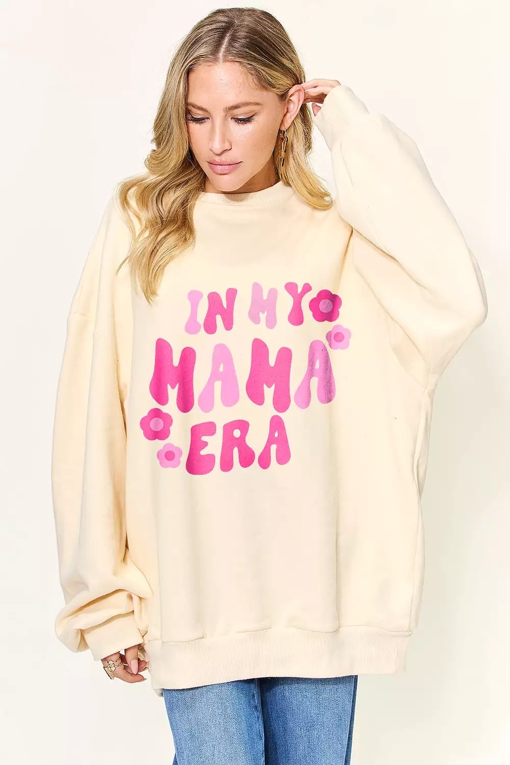 Full Size Letter Graphic Long Sleeve Sweatshirt