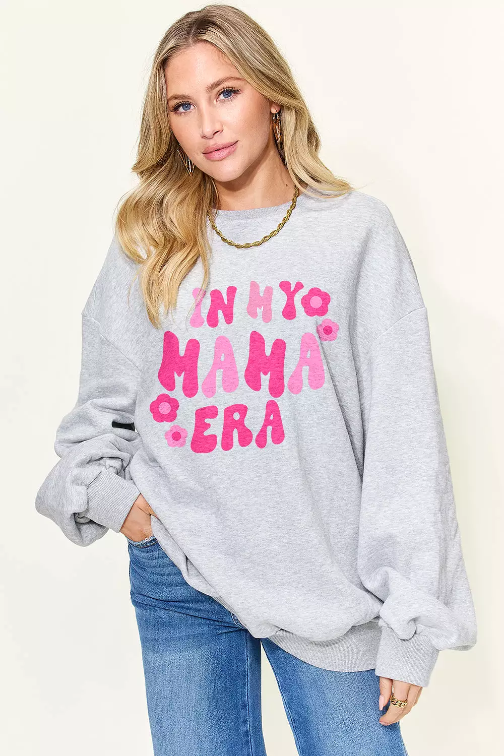 Full Size Letter Graphic Long Sleeve Sweatshirt