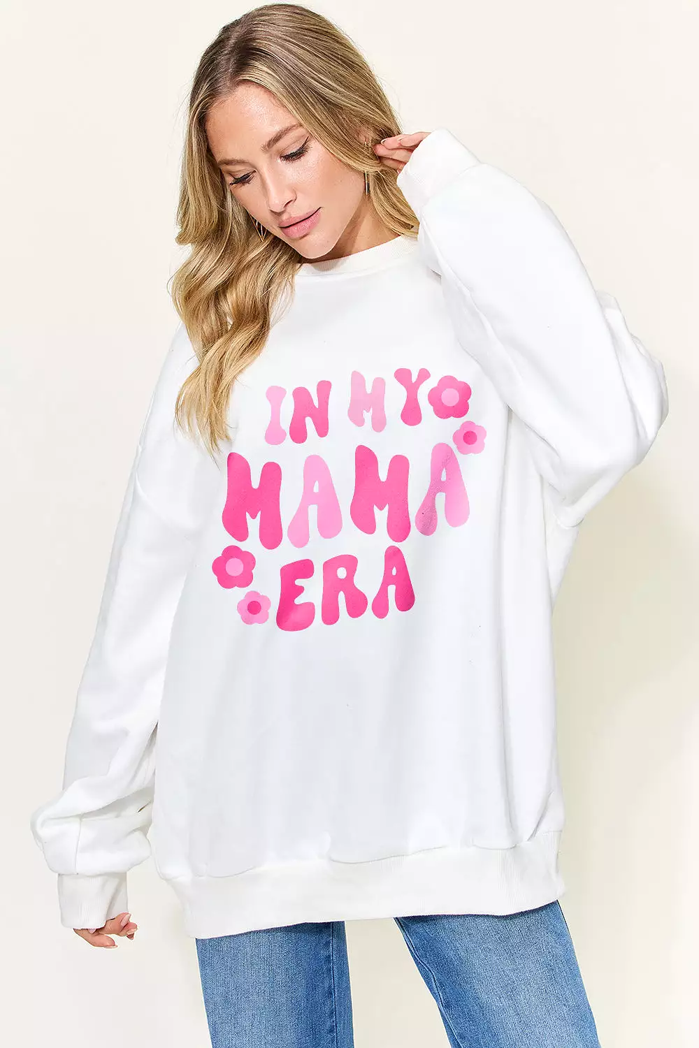 Full Size Letter Graphic Long Sleeve Sweatshirt