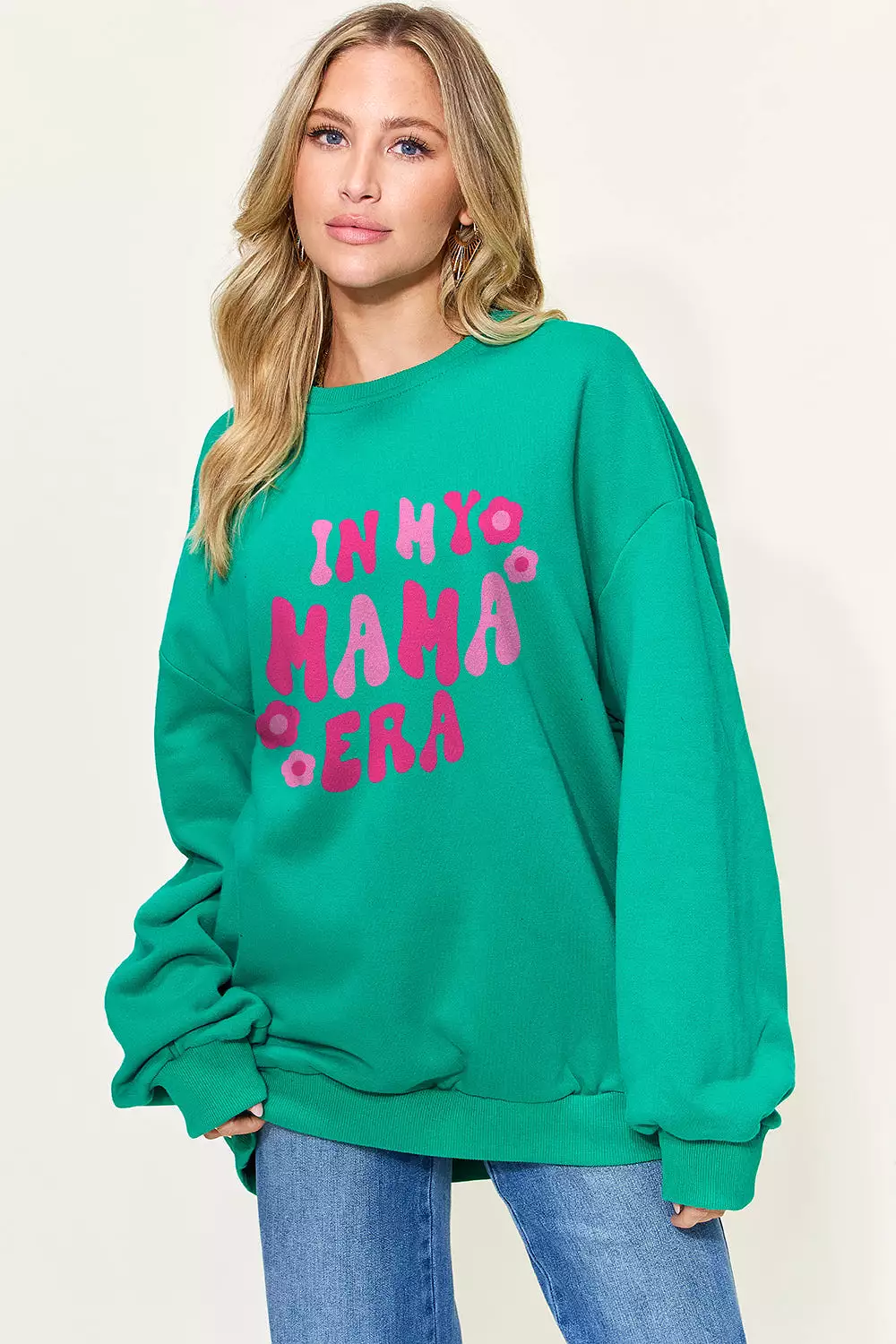 Full Size Letter Graphic Long Sleeve Sweatshirt