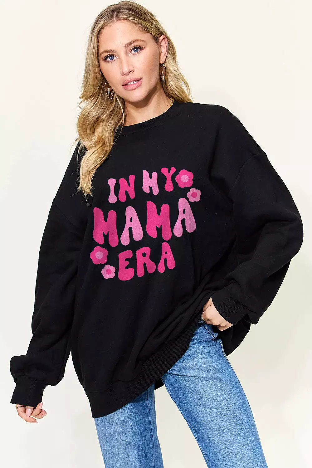 Full Size Letter Graphic Long Sleeve Sweatshirt