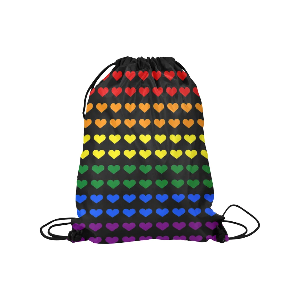 Gay Pride Hearts Drawstring Bag