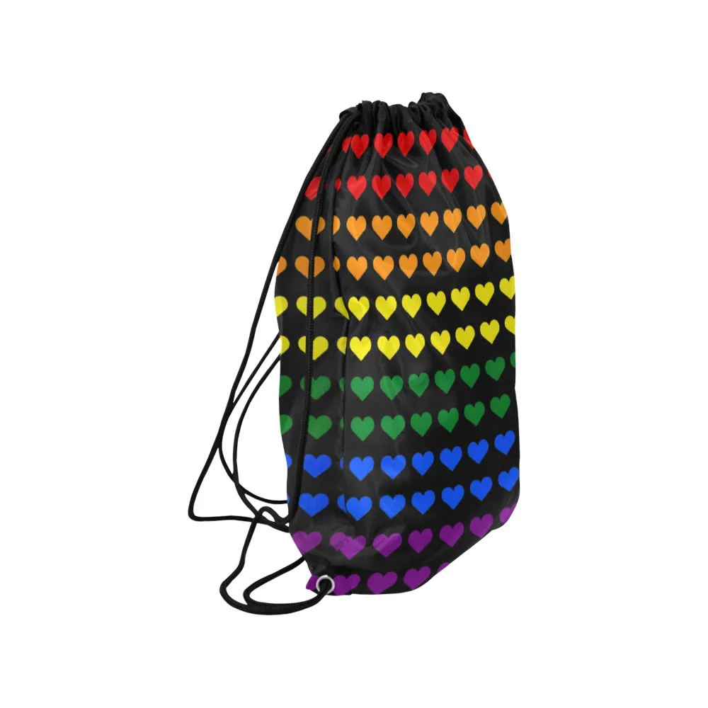 Gay Pride Hearts Drawstring Bag