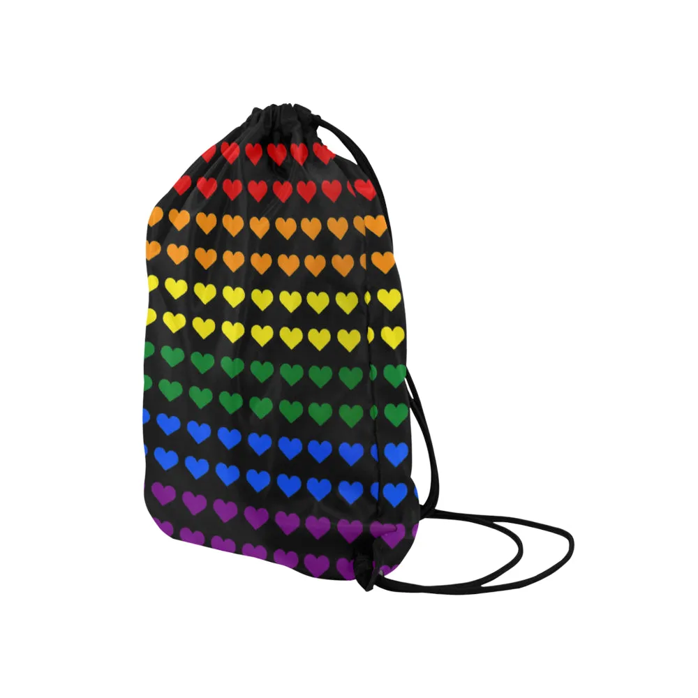 Gay Pride Hearts Drawstring Bag