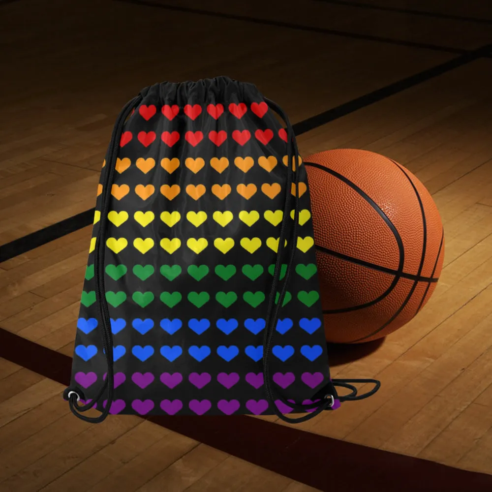 Gay Pride Hearts Drawstring Bag