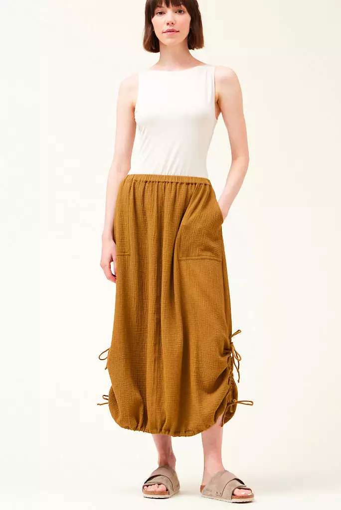 GRADE AND GATHER GAUZE MIDI SKIRT