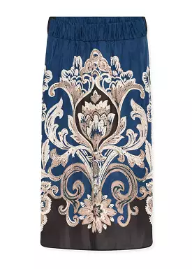 Gustav Gazel skirt 50553 Nederdel - Air Blue w. Brown Print