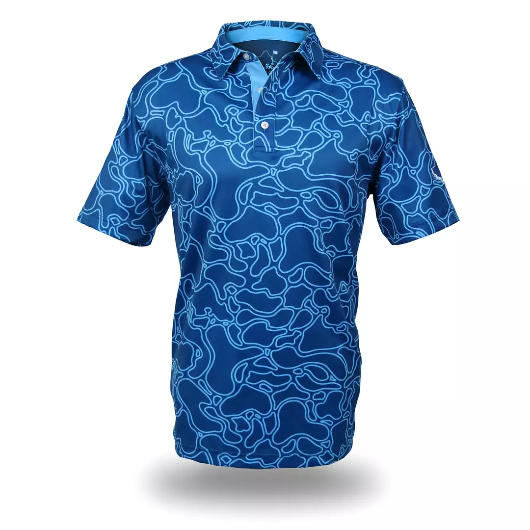 Island Coral - OGA Men's Polo - Makai Blues