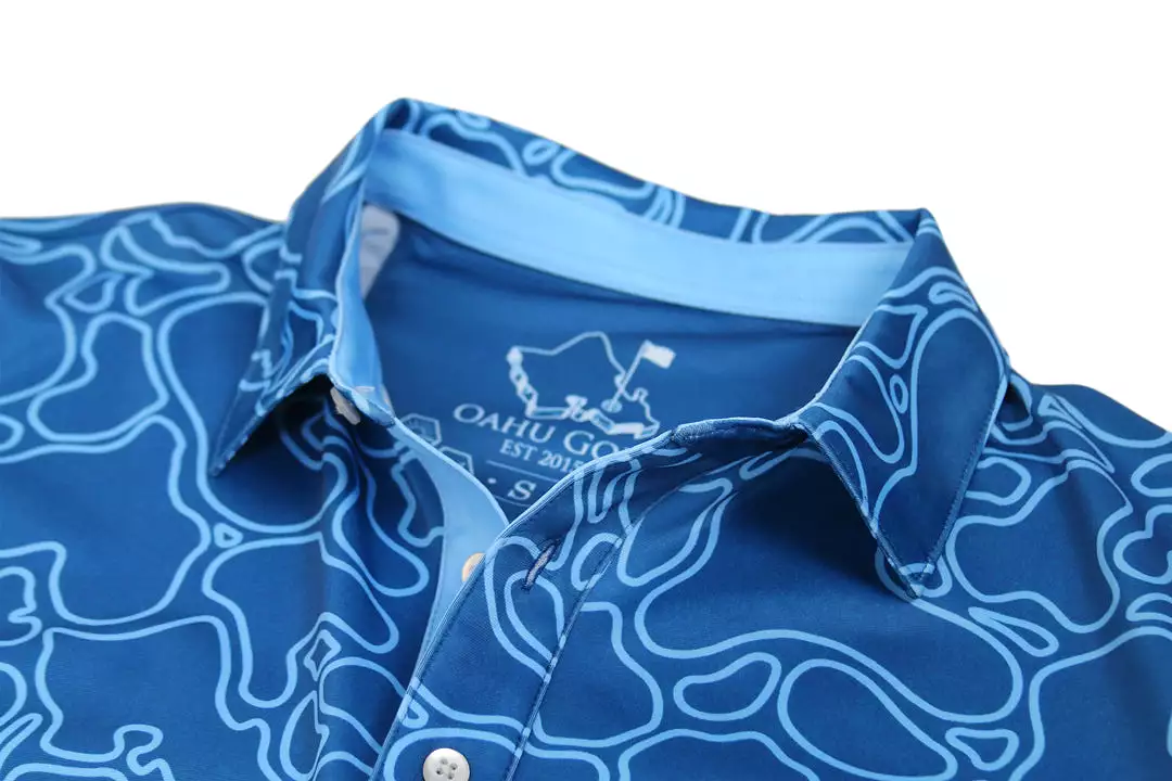 Island Coral - OGA Men's Polo - Makai Blues