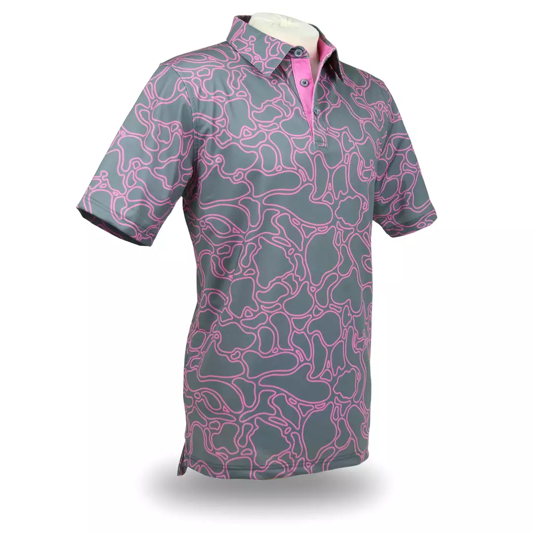 Island Coral Pink Metal - OGA Men's Polo - Gray / Pink