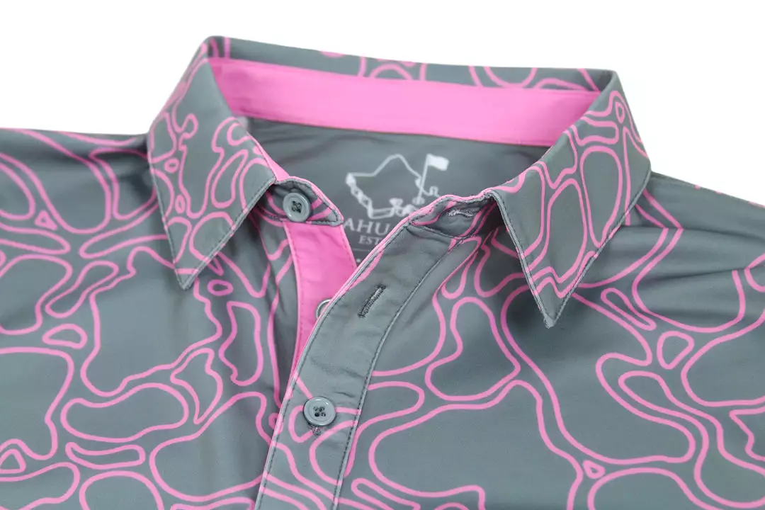 Island Coral Pink Metal - OGA Men's Polo - Gray / Pink