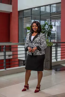 Ivory black skirt suit