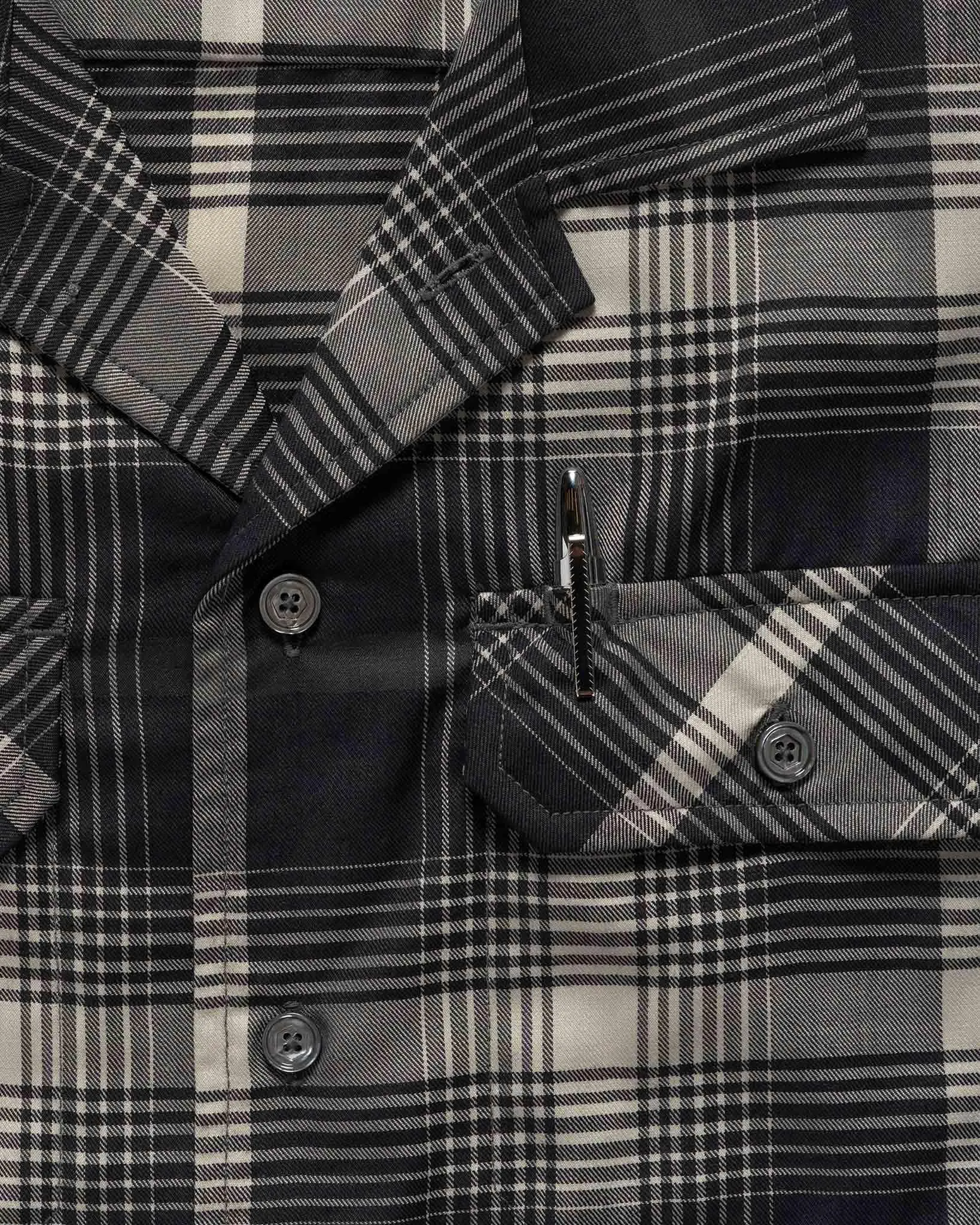 Jasper S/S Shirt - Plaid Merino Wool Midnight