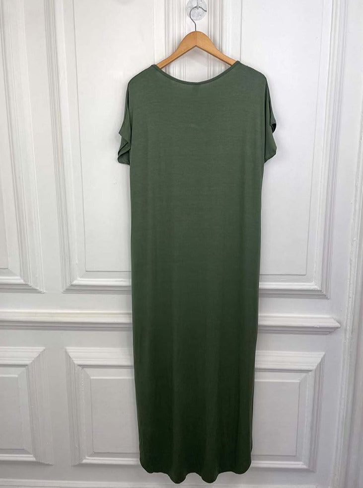 Jersey T-Shirt Maxi Dress - Khaki