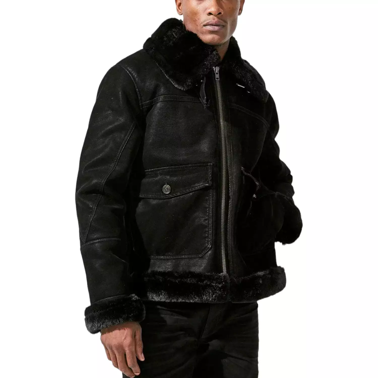 Jordan Craig Vienna Fur Bomber Men's Jacket Black-Coffee