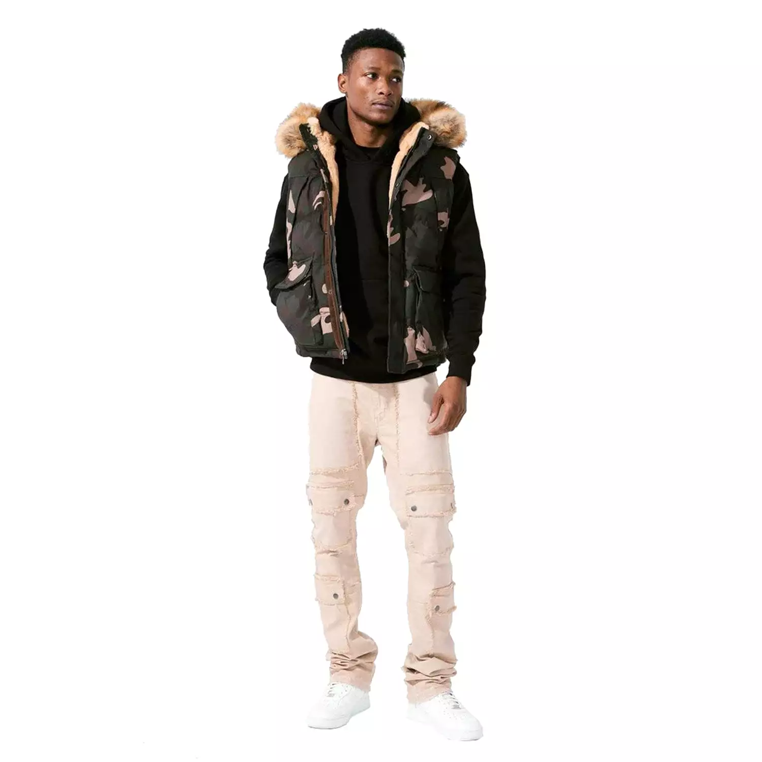 Jordan Craig Yukon Camo Fur Puffer Men's Vest Woodland