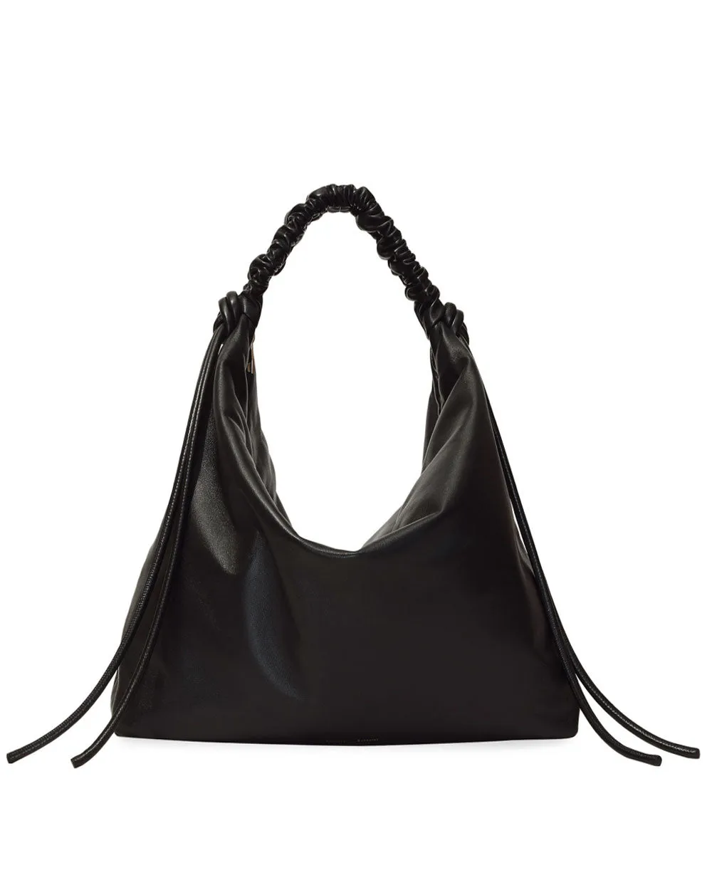 Large Drawstring Shoulder Bag in Black