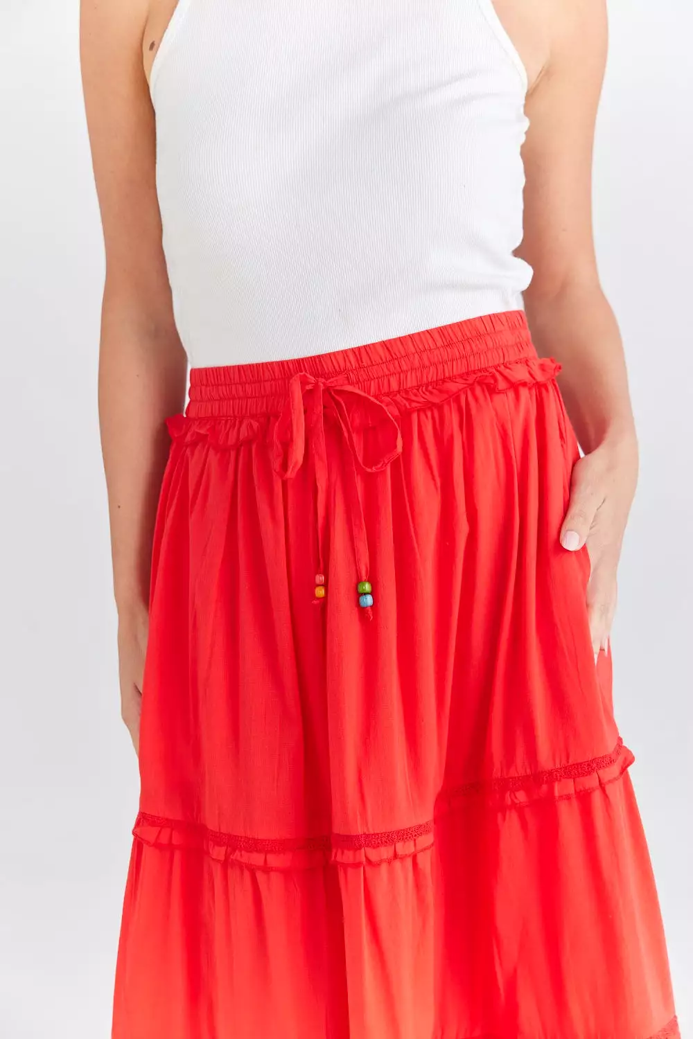 LOLA MAXI SKIRT SCARLET