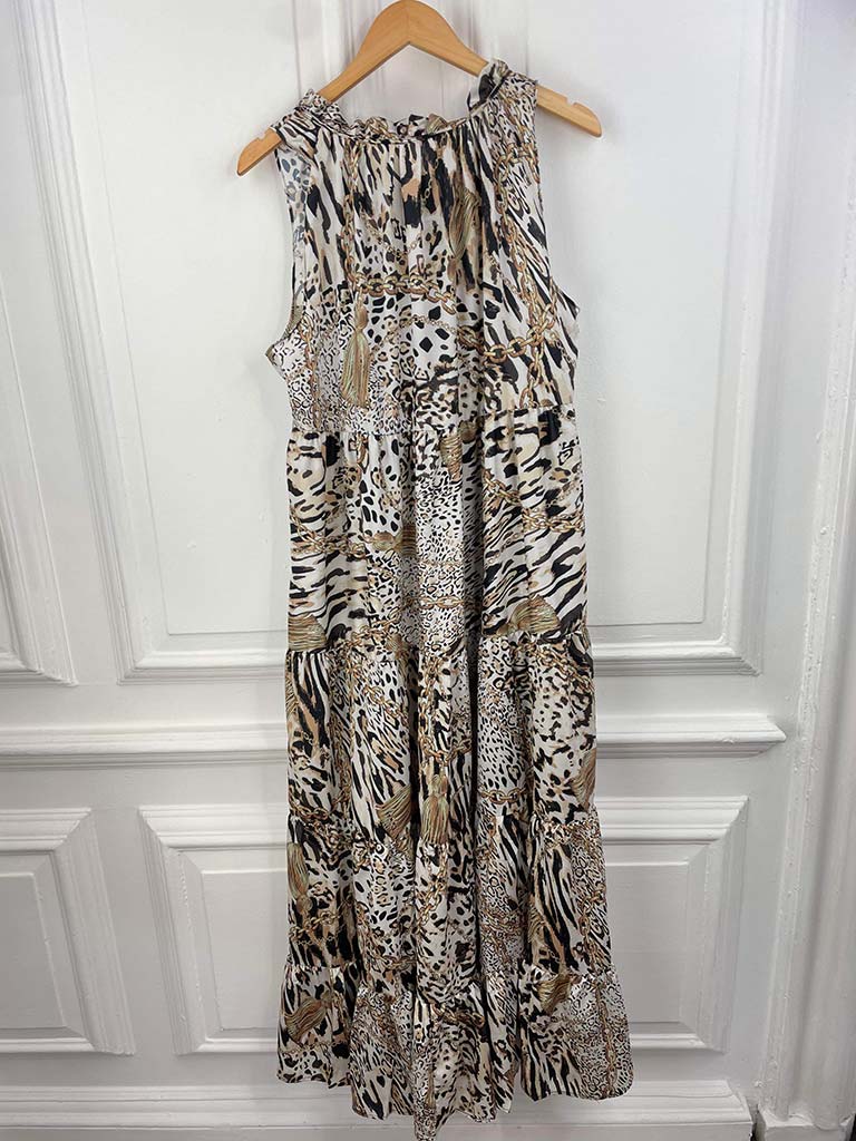 Malissa J Animal Print Tiered Maxi Dress - Natural