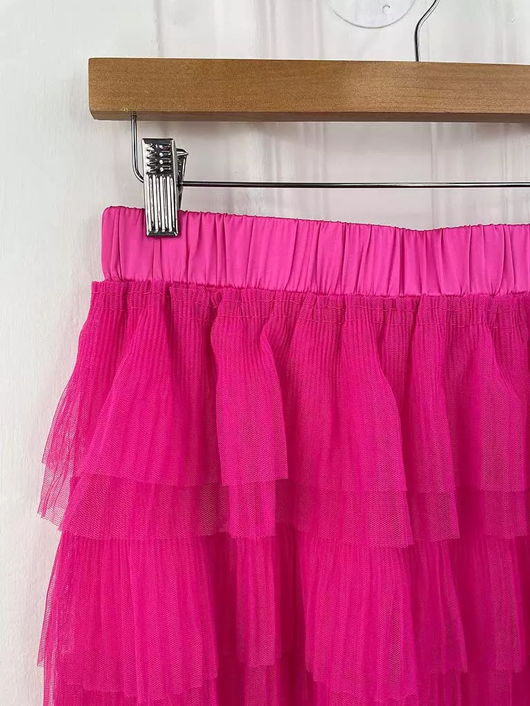 Malissa J Ruffle Tulle Skirt - Hot Pink