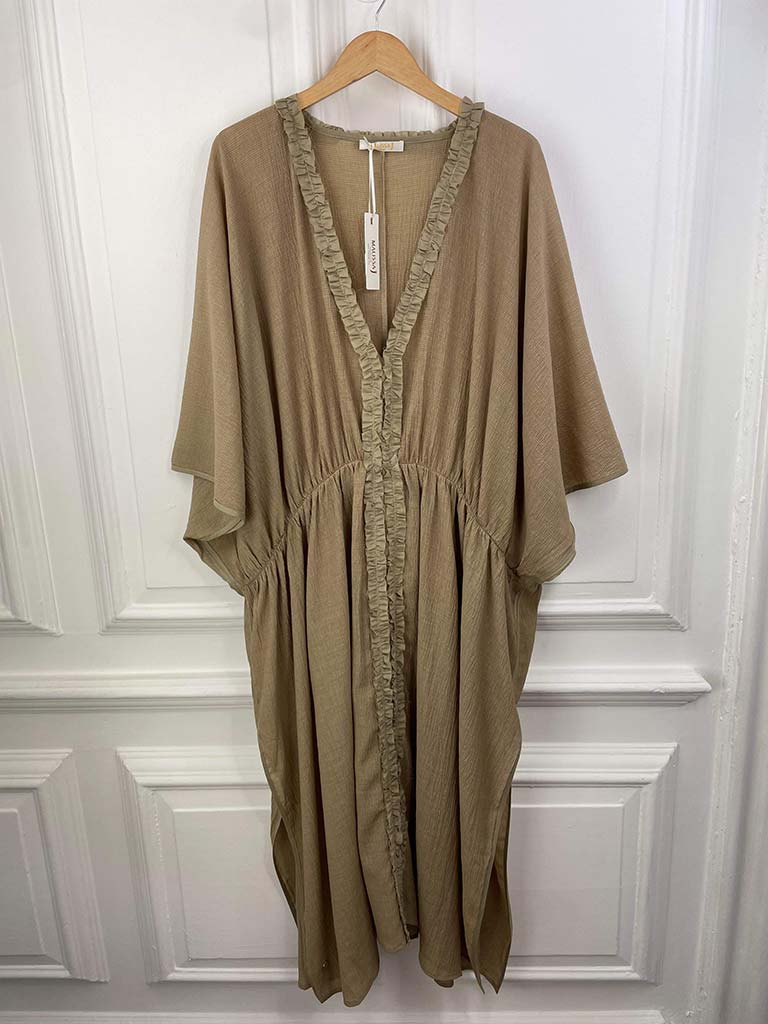 Malissa J Split Side Kaftan Dress - Taupe