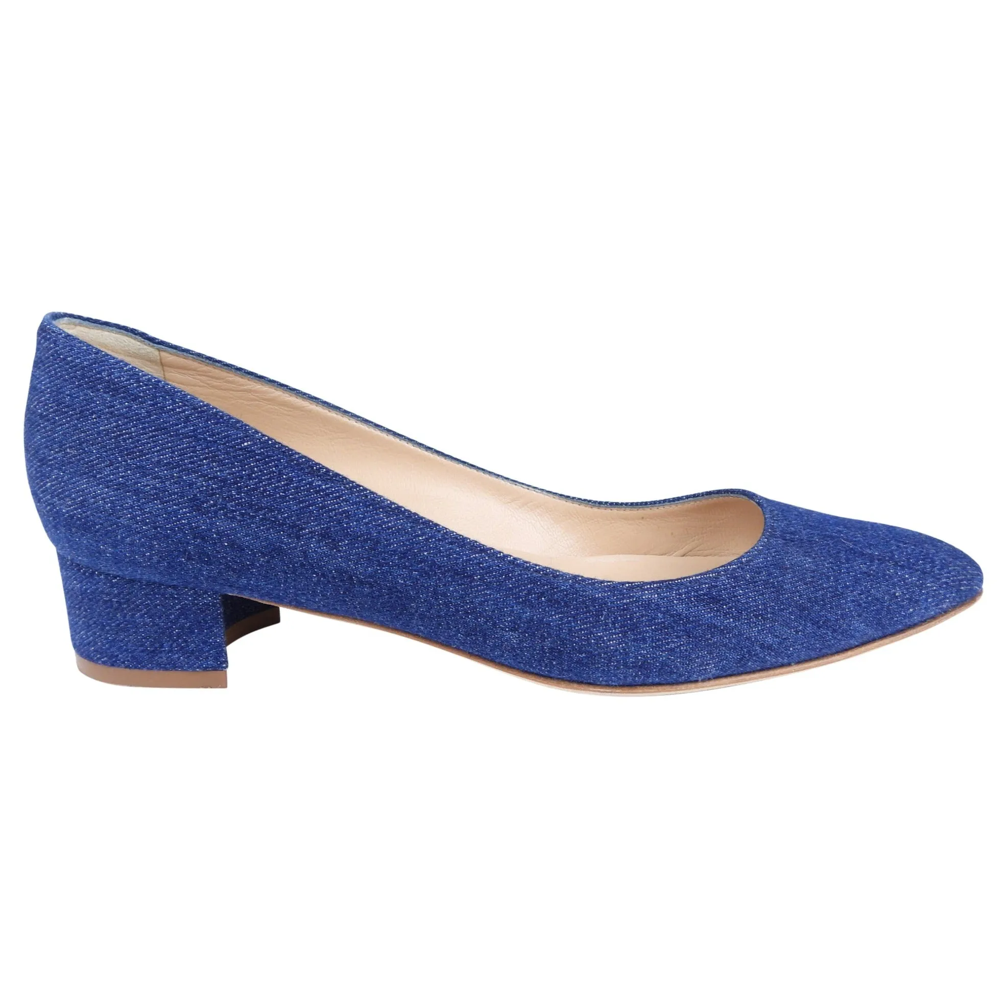 Manolo Blahnik Denim Listony Block Heel - 37