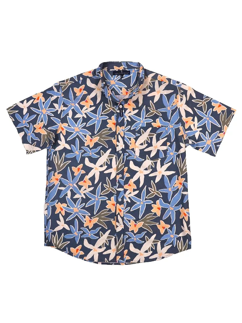 Men's Button Down Shirt in Tropical Flowers