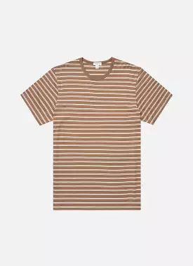 Men's Classic T-shirt in Dark Sand/Ecru Tramline Stripe