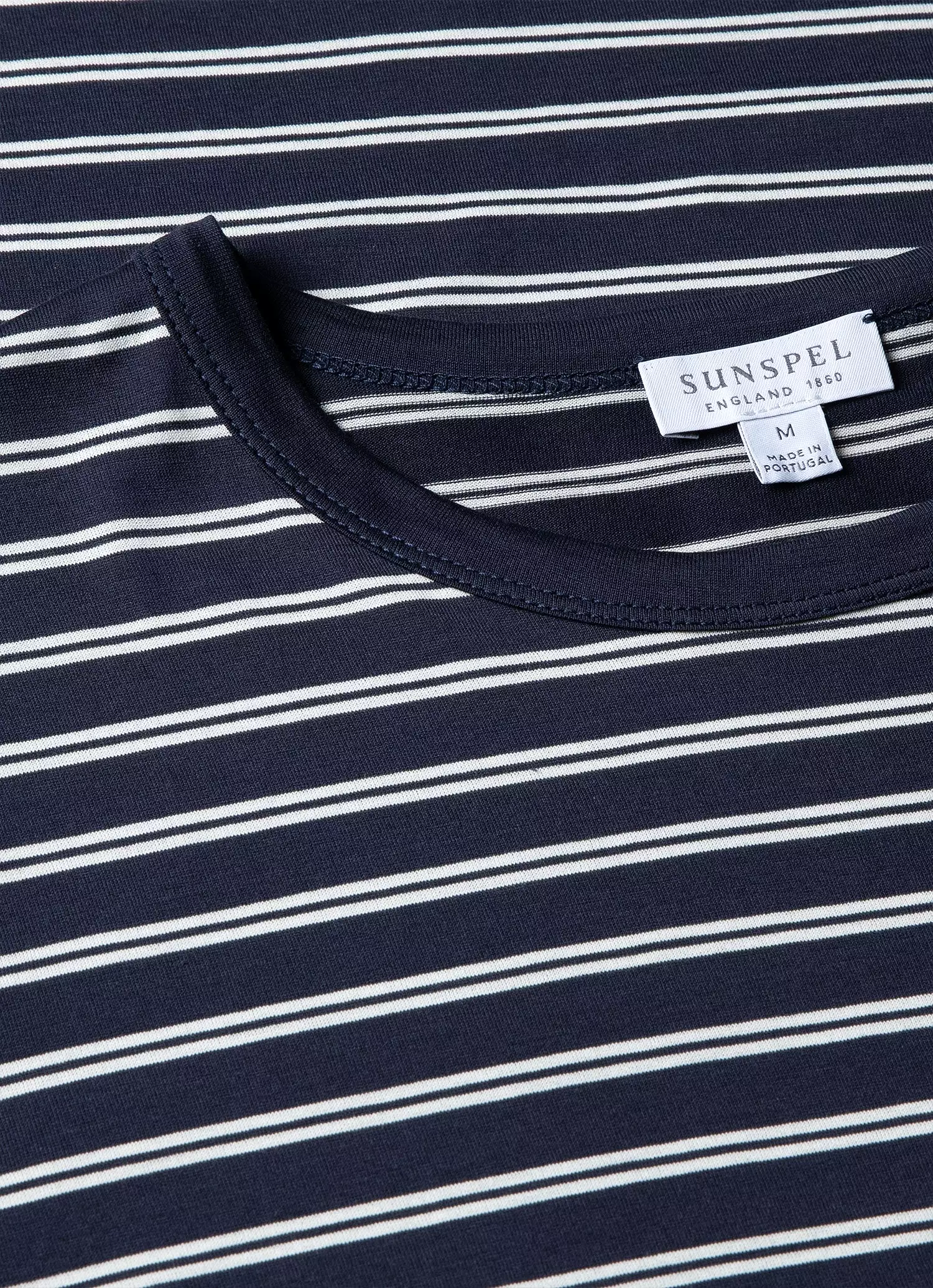 Men's Classic T-shirt in Navy/Ecru Tramline Stripe