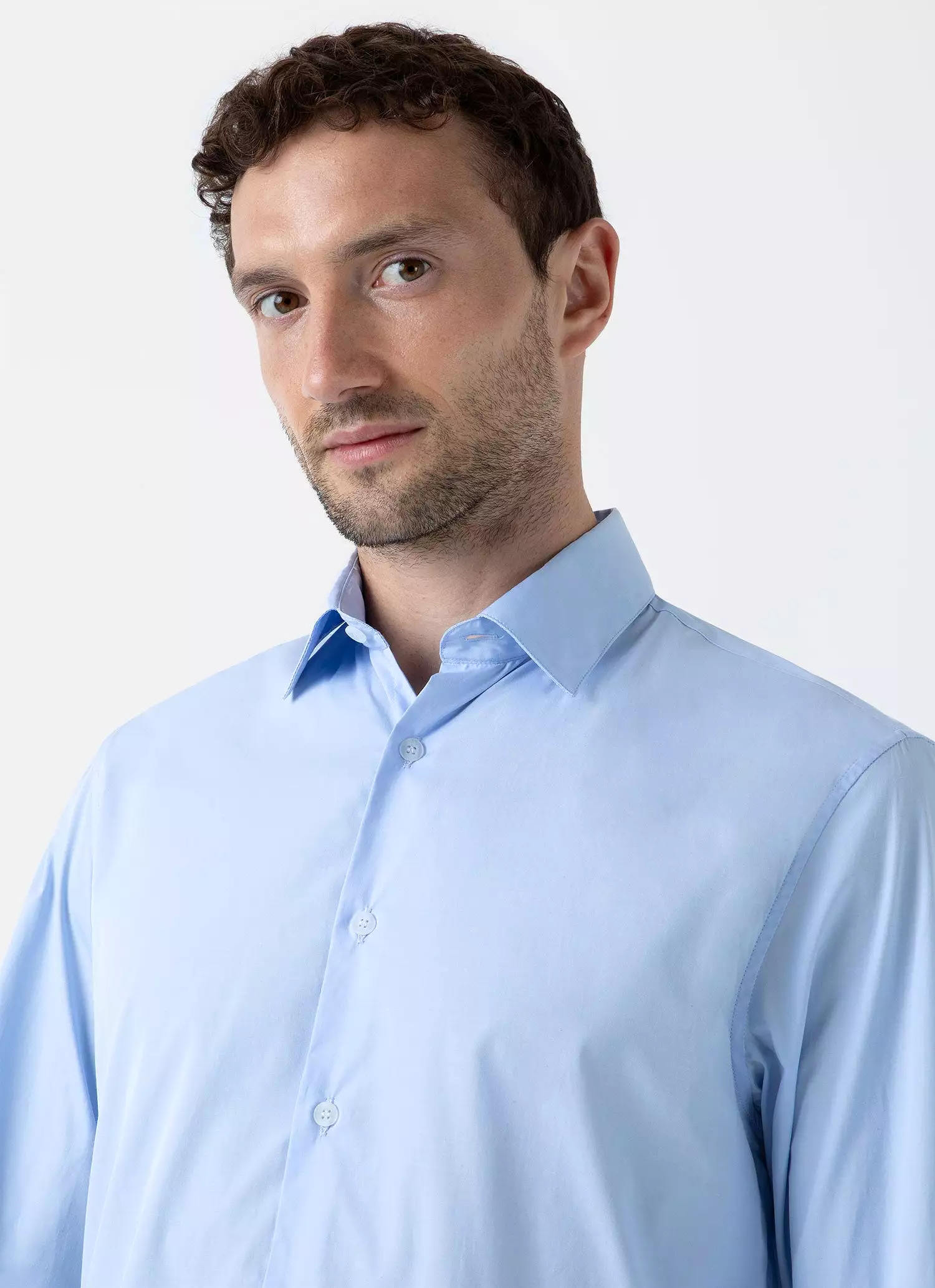 Men's Cotton Stretch Shirt in Light Blue