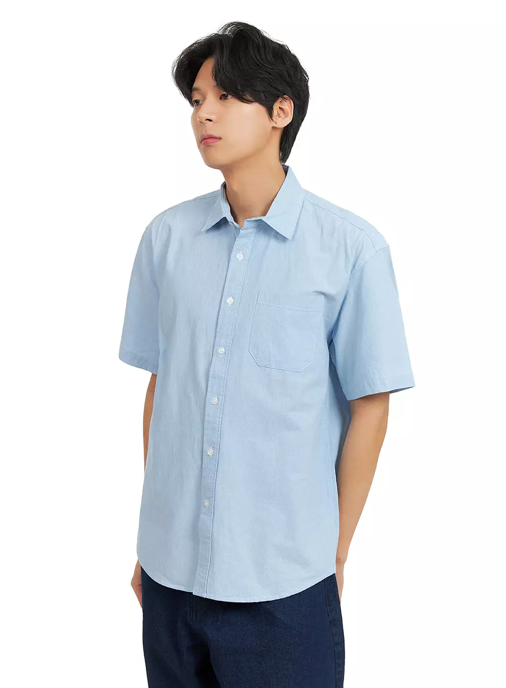 Men's Denim Short Sleeve Buttoned Shirt IA402