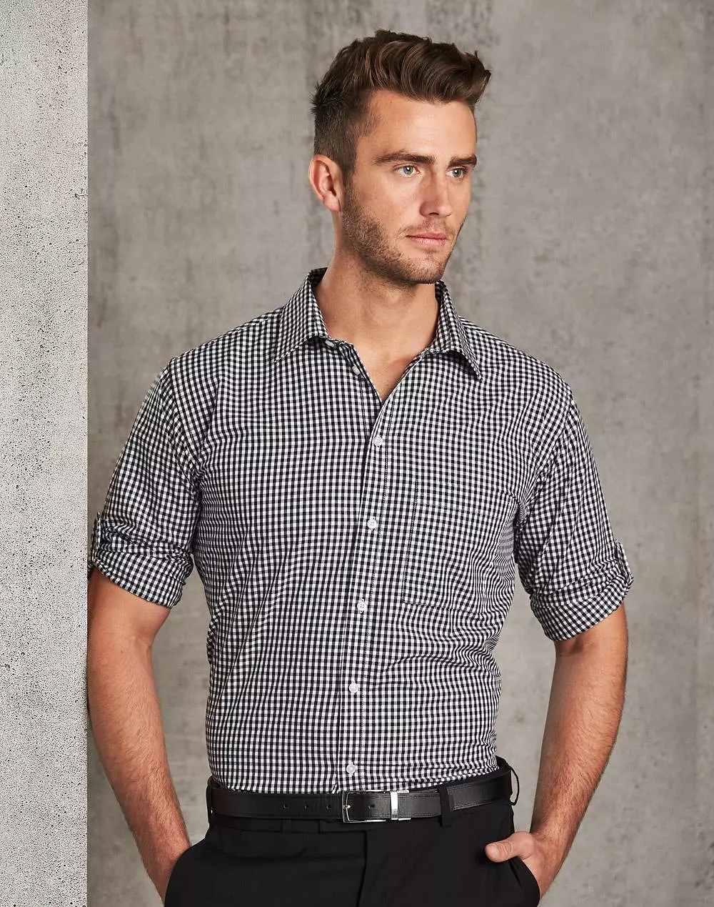 Men's Gingham Check Long Sleeve Shirt - 3 colors