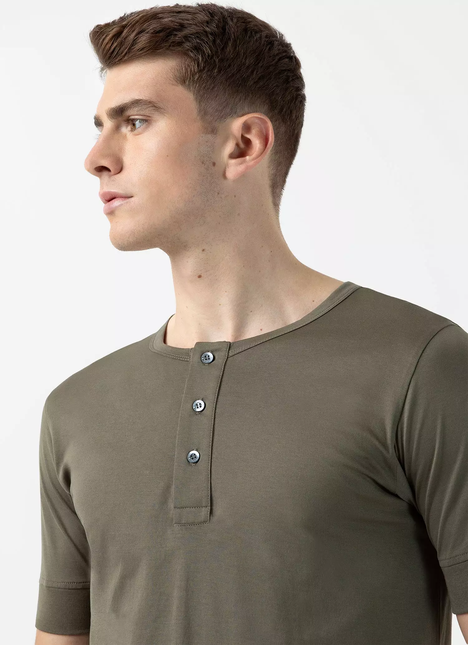 Men's Henley T-shirt in Khaki