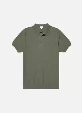 Men's Knit Polo Shirt in Pale Khaki Melange