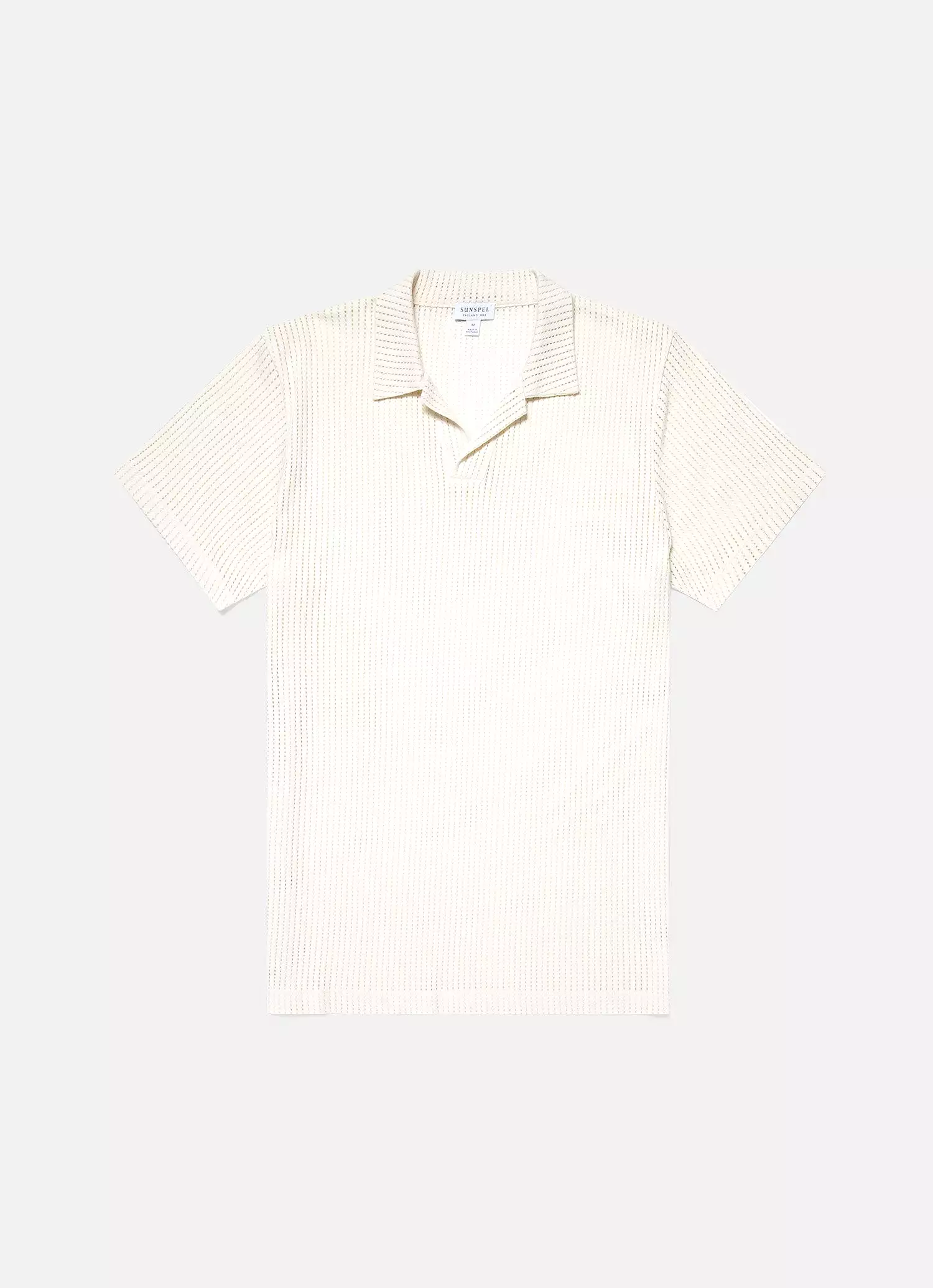 Men's Linear Mesh Polo Shirt in Ecru