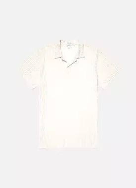 Men's Linear Mesh Polo Shirt in Ecru