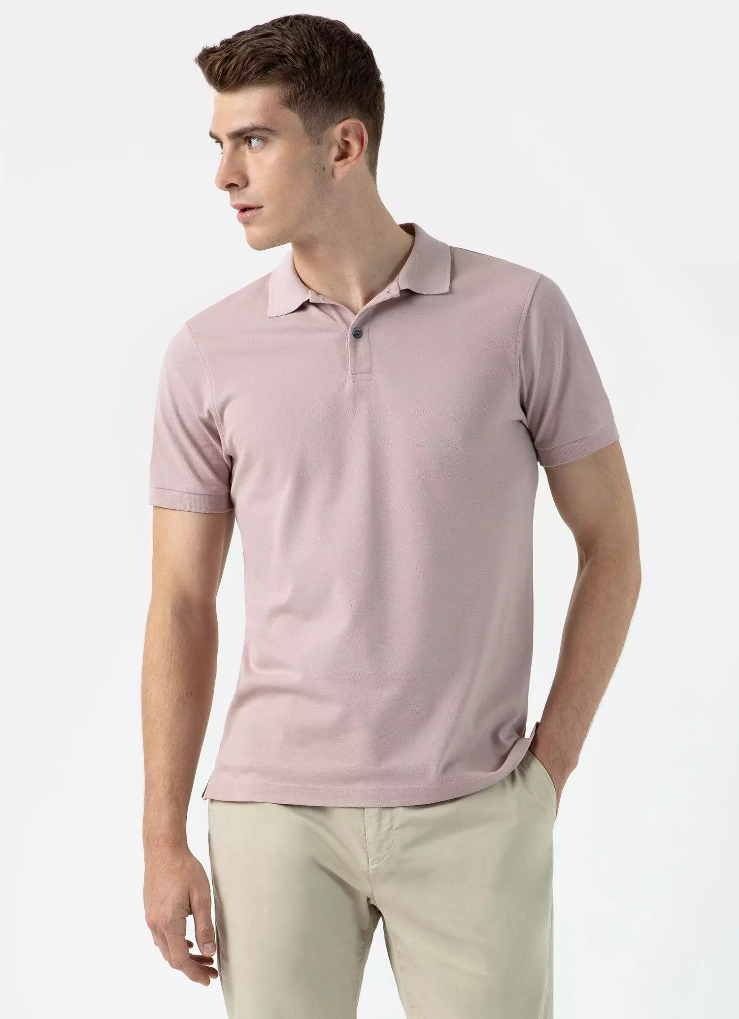 Men's Piqué Polo Shirt in Pale Pink