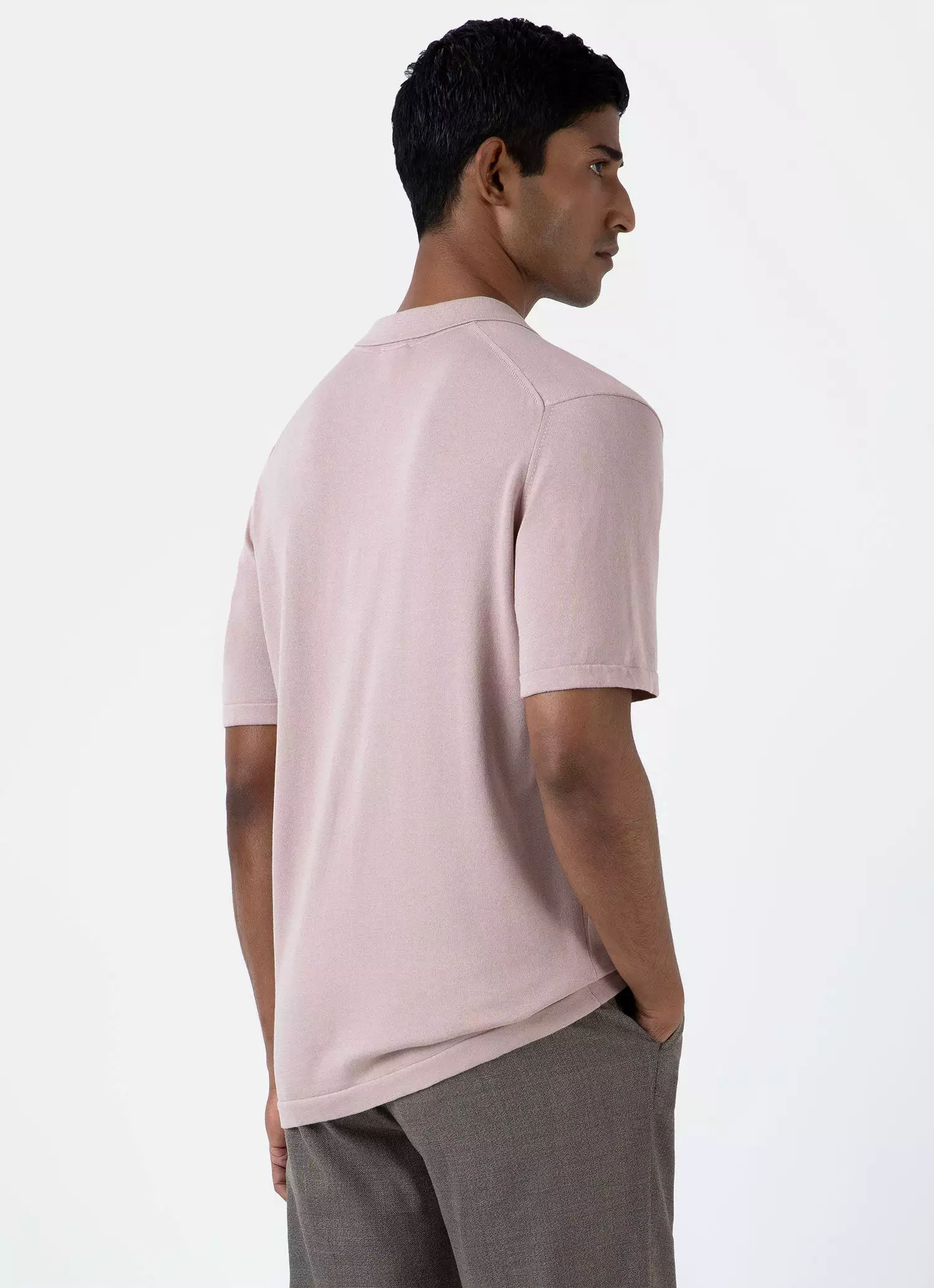 Men's Sea Island Cotton Polo Shirt in Pale Pink