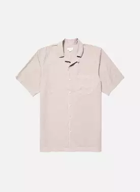 Men's Seersucker Camp Collar Shirt in Light Sand