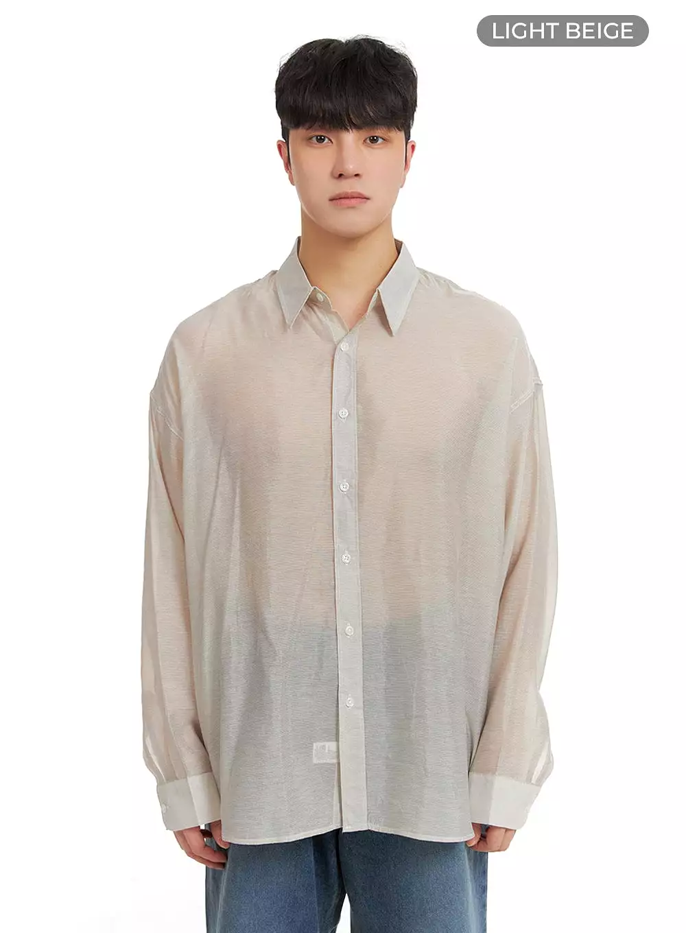 Men's Semi Sheer Button Shirt IA402